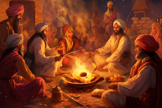 Ilustración aislada de la danza lohri de alta calidad