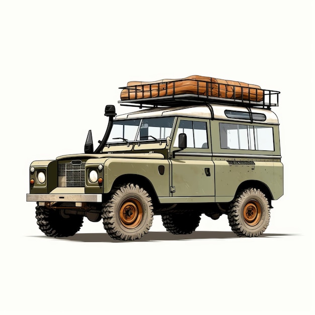 Ilustración aislada del Land Rover Defender antiguo