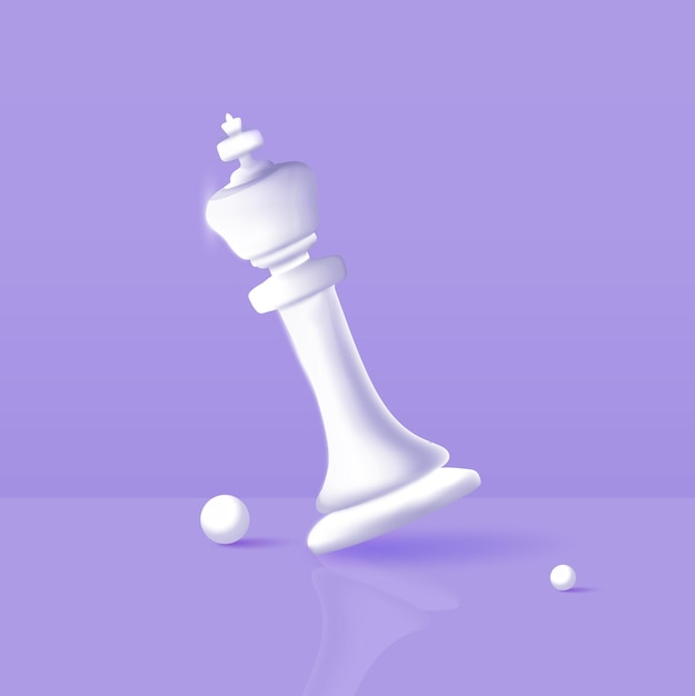 Ilustración de ajedrez rey blanco en 3D