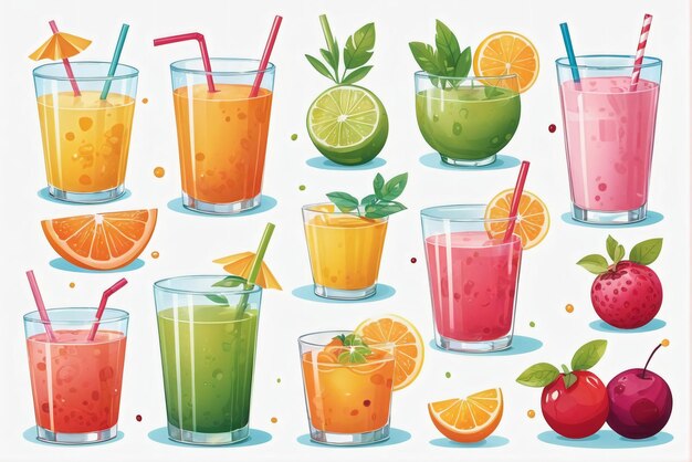 Ilustración de algunas bebidas de jugo