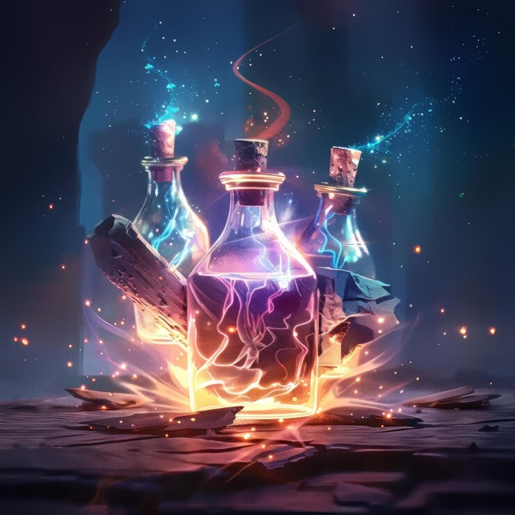 Foto ilustración de alquimia para juegos y libros el recipiente