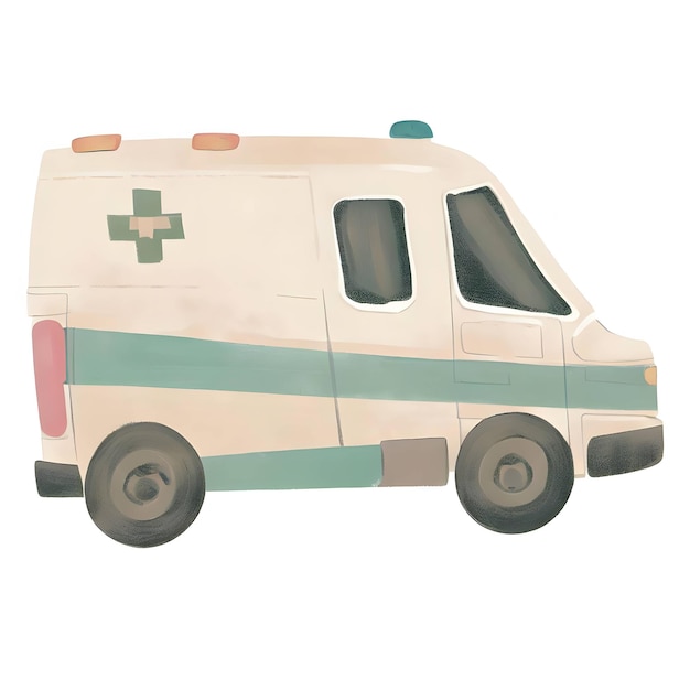 Ilustración de ambulancia aislado sobre un fondo blanco.