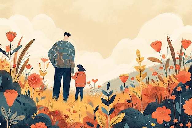 Ilustración de amor familiar digital para el Día Internacional del Padre