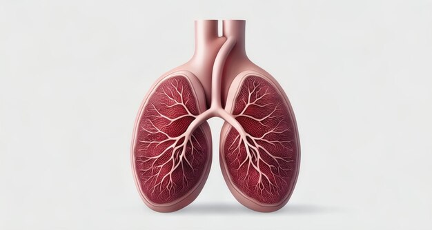 Ilustración anatómica de los pulmones humanos