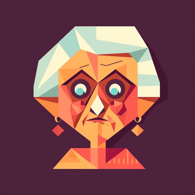Foto una ilustración de una anciana con una cara hecha de triángulos.