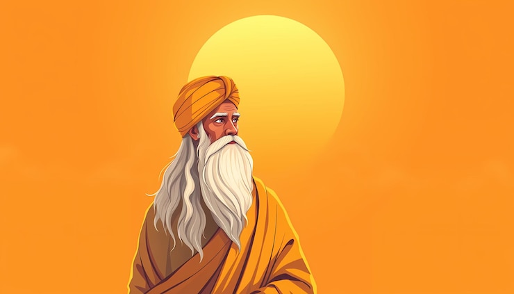 Foto ilustración de un anciano sabio guru espiritual o sabio