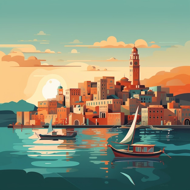 ilustración animada de la ciudad 8K HD