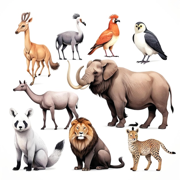 Ilustración de animales con fondo blanco