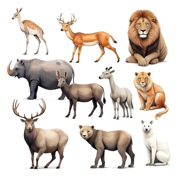 Ilustración de animales con fondo blanco