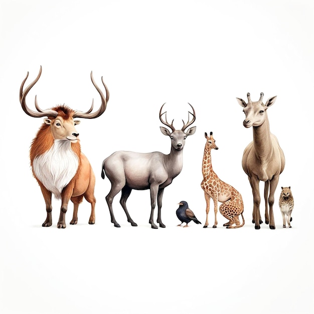 Ilustración de animales con fondo blanco