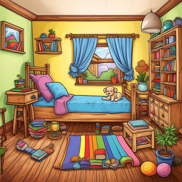 Foto ilustración de animales de peluche de dormitorio para niños para colorear páginas colore