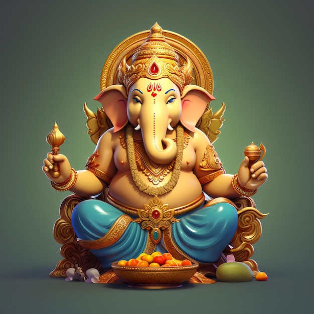 Ilustración de los antecedentes de Ganesha para el festival Happy Ganesh Chaturthi de India Generative Ai