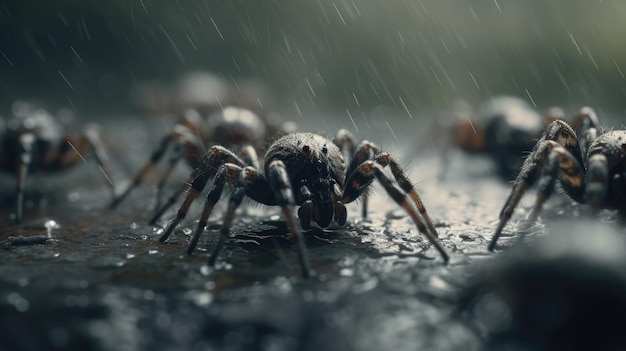 Ilustración de una araña en medio de un bosque