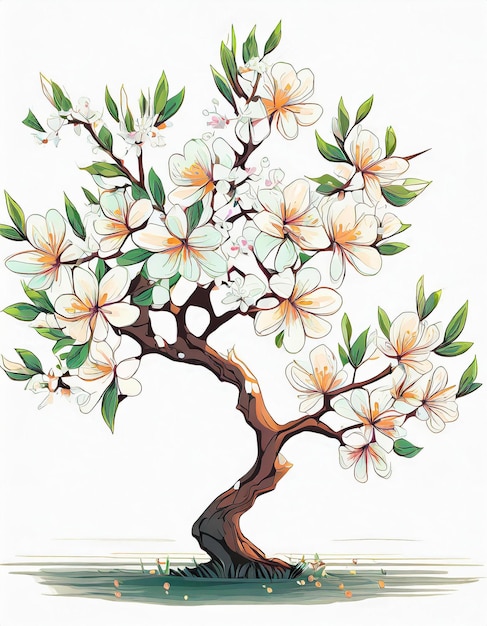 Ilustración de un árbol de almendras