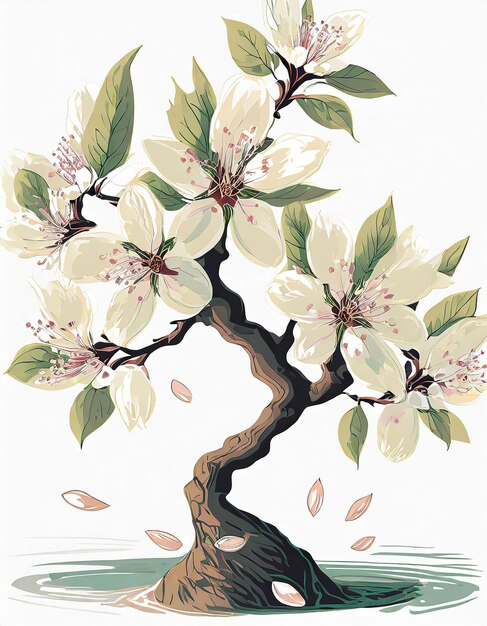 Ilustración de un árbol de almendras