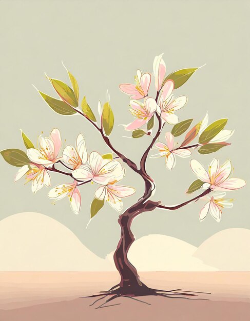 Ilustración de un árbol de almendras