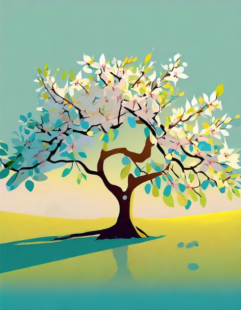 Ilustración de un árbol de almendras