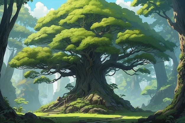 Ilustración de un árbol de anime