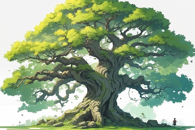 Ilustración de un árbol de anime