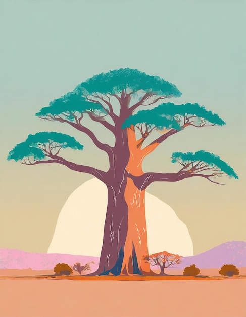 Ilustración del árbol de baobab