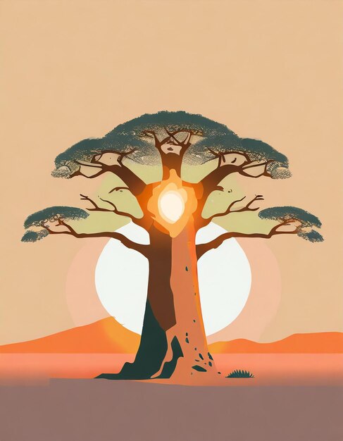 Ilustración del árbol de baobab