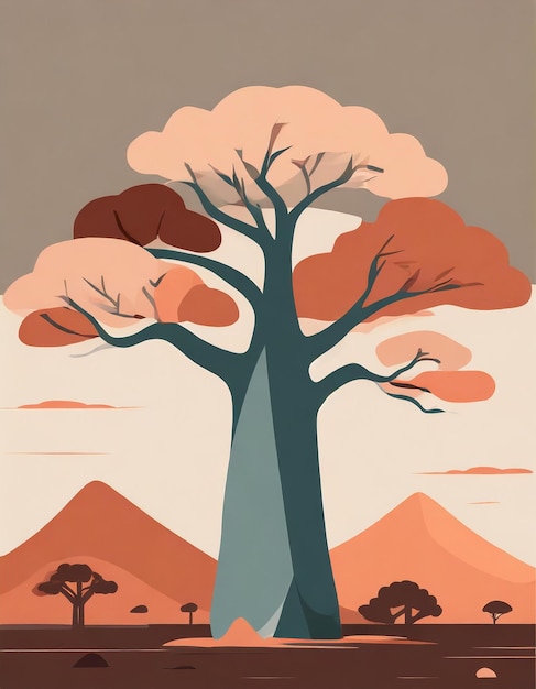 Ilustración del árbol de baobab