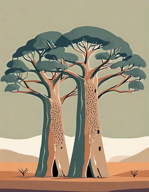 Ilustración del árbol de baobab