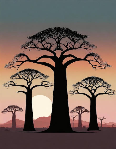 Ilustración del árbol de baobab