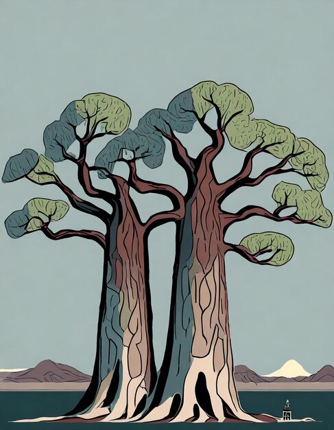 Ilustración del árbol de baobab