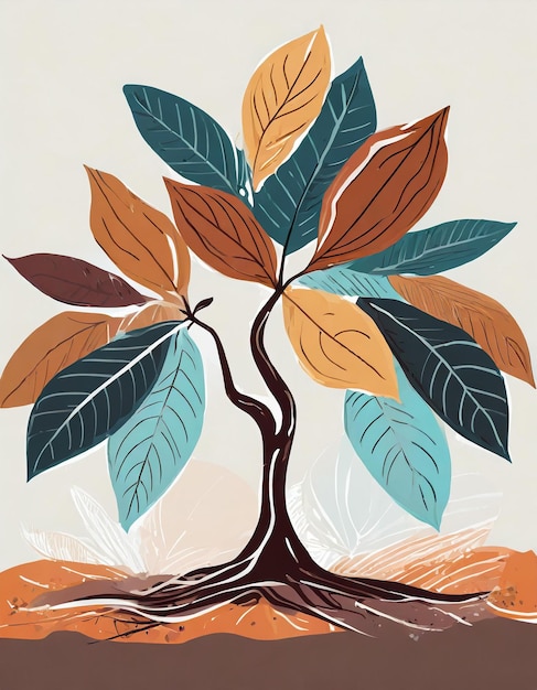 Ilustración del árbol de cacao