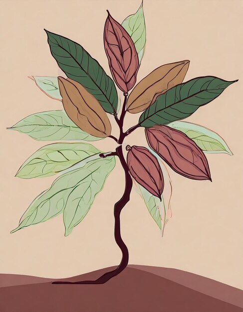 Ilustración del árbol de cacao