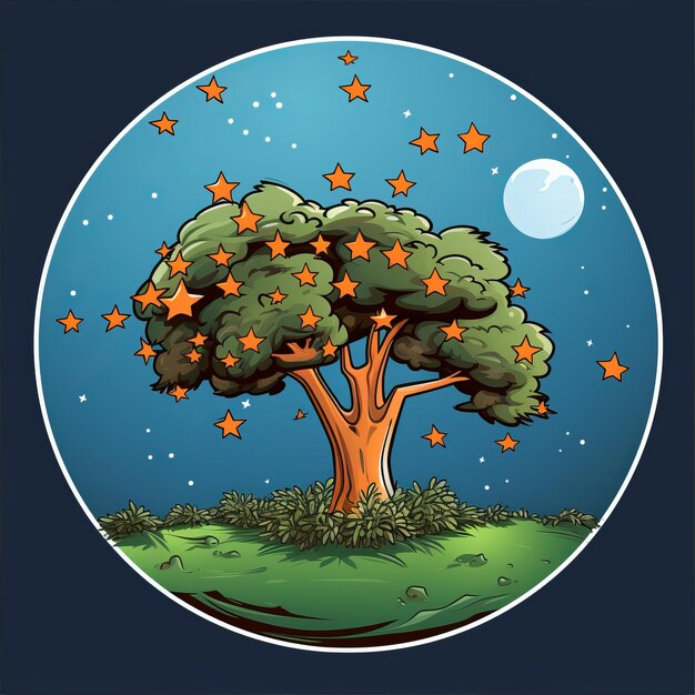 Foto una ilustración de un árbol con estrellas