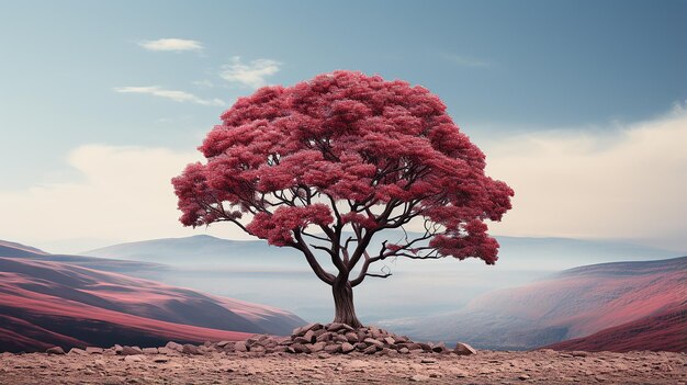 Ilustración de un árbol de hojas rojas