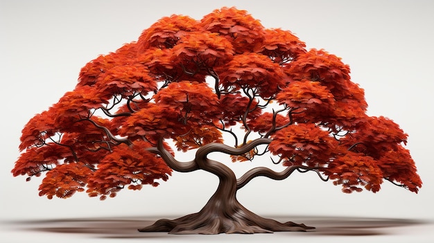 Ilustración de un árbol de hojas rojas