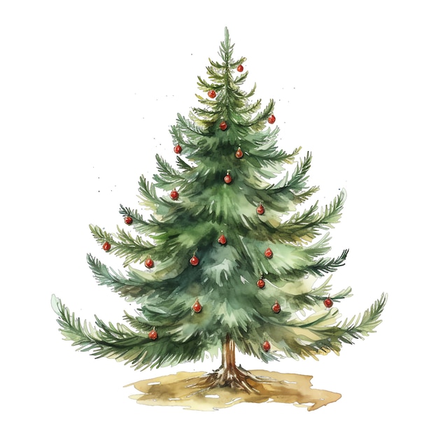 Ilustración de árbol de Navidad con acuarela para Navidad