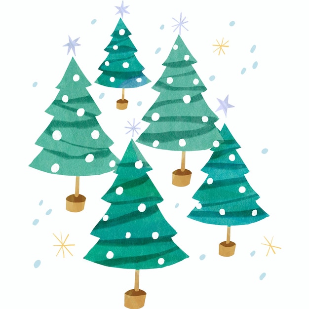 Ilustración del árbol de Navidad y la silueta