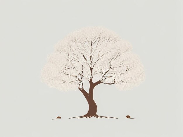 Foto ilustración de un árbol nevado con efectos de sombras realistas