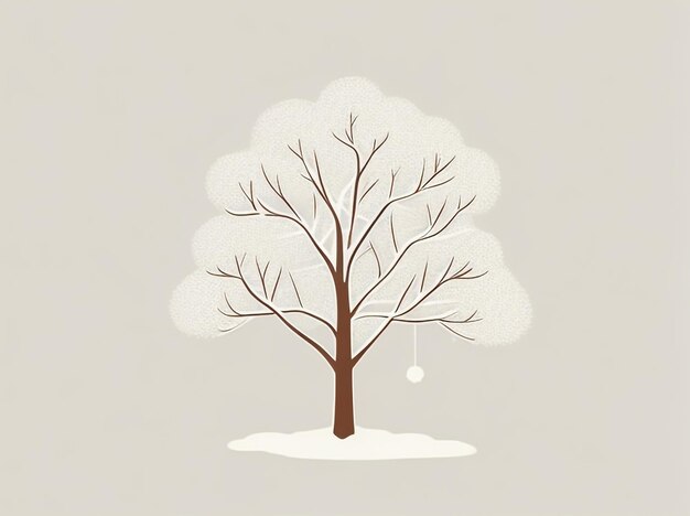 Ilustración de un árbol nevado con efectos de sombras realistas