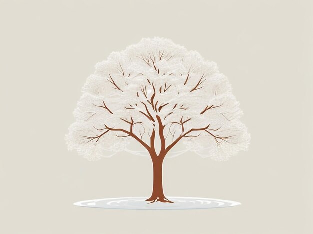 Ilustración de un árbol nevado con efectos de sombras realistas