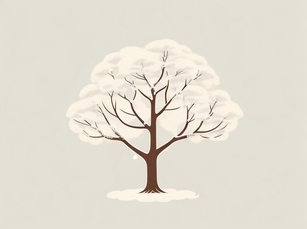 Ilustración de un árbol nevado con efectos de sombras realistas