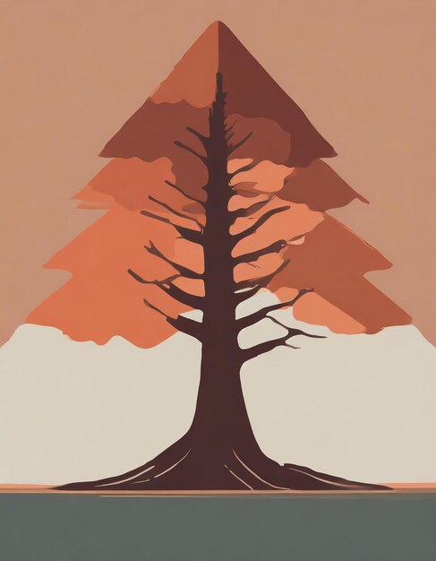 Ilustración de un árbol de secuoya de la costa
