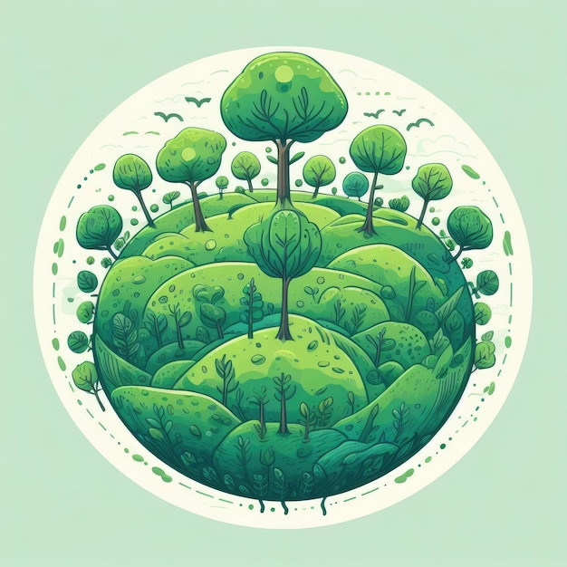 Ilustración de árbol verde Fondo ecológico