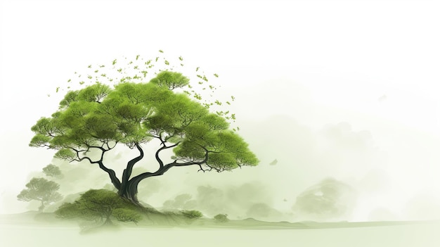 Ilustración de árbol verde Generativo ai