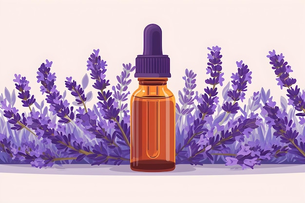 Ilustración Aroma de la flor de lavanda en una botella botánica IA generativa