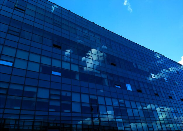 Foto ilustración de arquitectura de edificio de vidrio de oficina azul