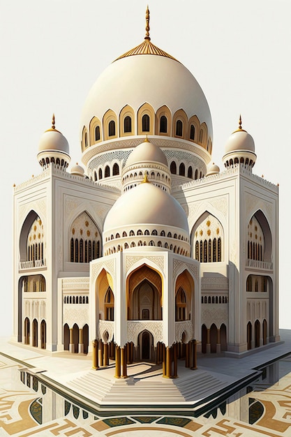 Ilustración de arquitectura generativa de IA de una hermosa mezquita en el mundo musulmán