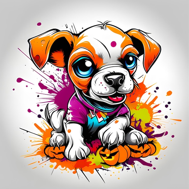 ilustración de un arte de camiseta de vector de cachorro listo para imprimir generado por ai