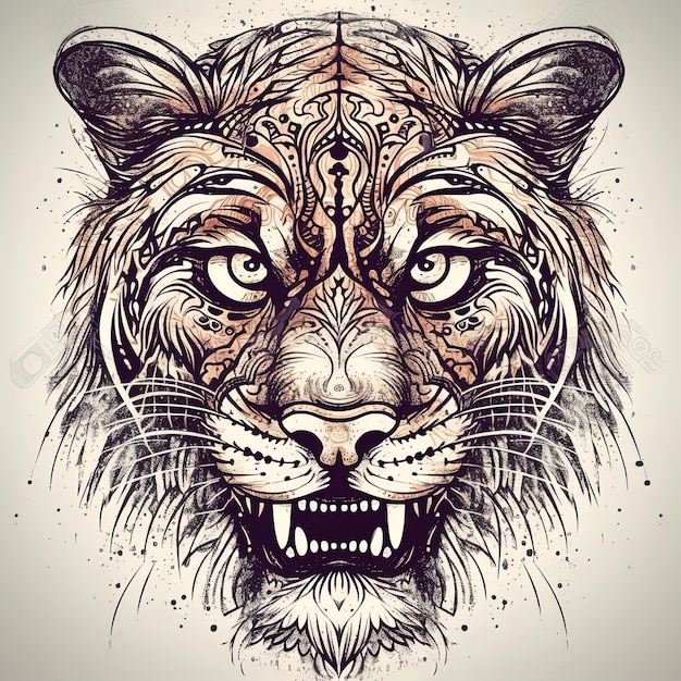 Ilustración de arte de cara de tigre