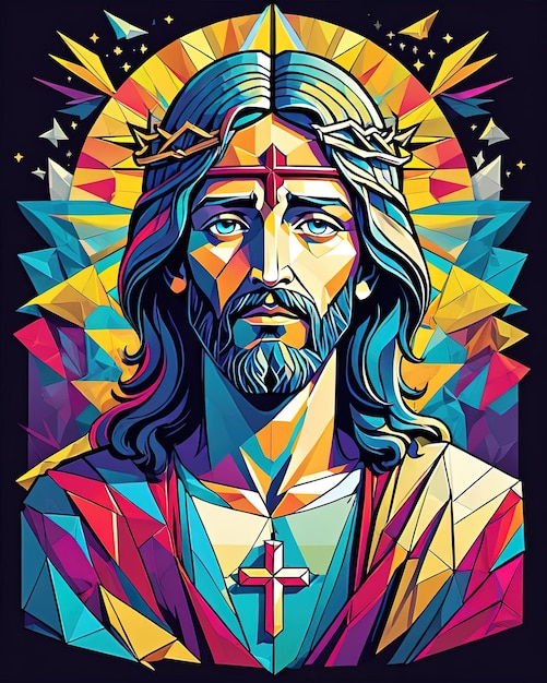 Ilustración de arte colorido rey jesucristo