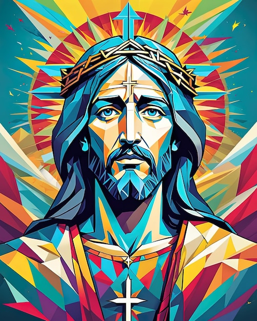 Foto ilustración de arte colorido rey jesucristo